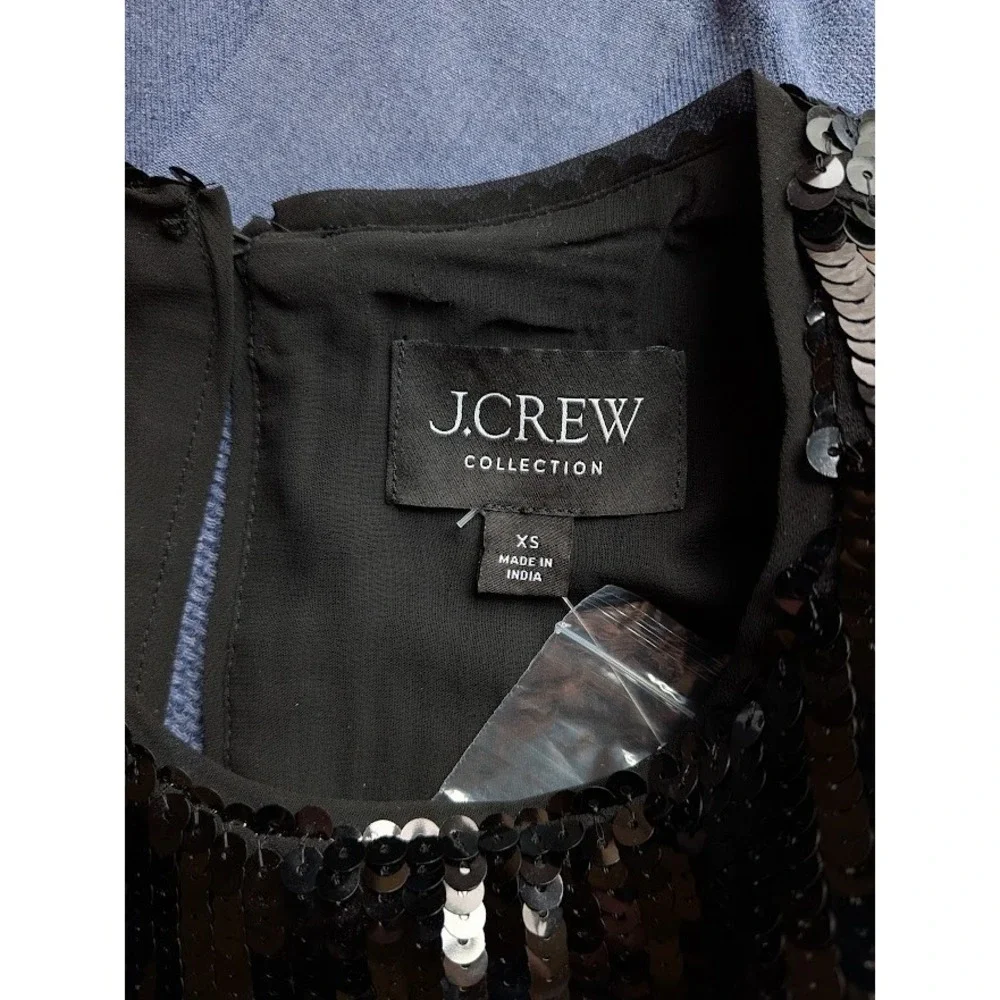 J. CREW Collection Womens Going Out Top XS Sequin Party Bling Keyhole Back NEW
